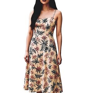 NWT. Divided Floral Dress Multi Colors Tan Yellow Green Sz 6